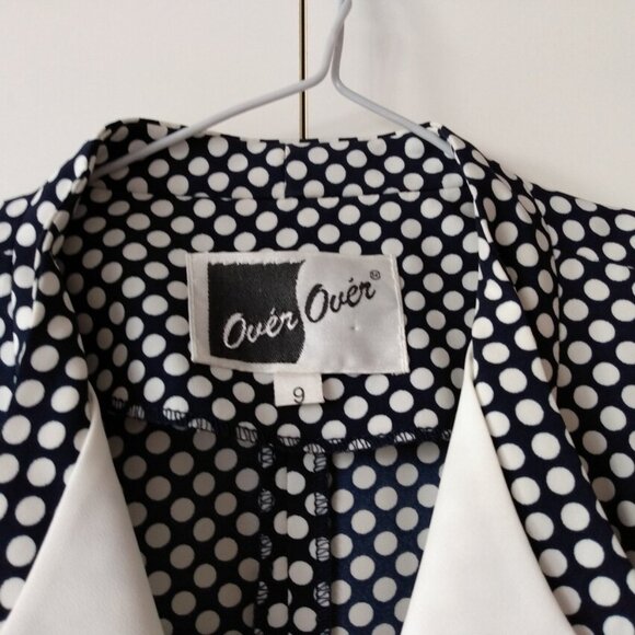 Vintage Top & Skirt Set Polka Dot Size 9 Blue White Two Piece Dress Suit - Picture 10 of 10